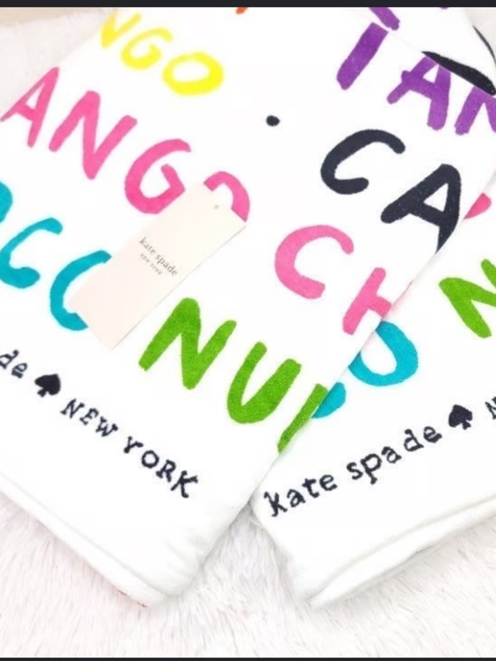 kate spade White & Yellow Printed Beach Towel